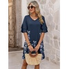 image:imageANRABESS Womens Summer Dresses 2026 Ruffle Sleeve V Neck Casual A Line Tshirt Mini Dress Beach Vacation Clothes with PocketsFloral Navy Blue Hem