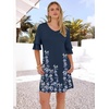 image:imageANRABESS Womens Summer Dresses 2026 Ruffle Sleeve V Neck Casual A Line Tshirt Mini Dress Beach Vacation Clothes with PocketsFloral Navy Blue Hem