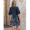 image:imageANRABESS Womens Summer Dresses 2026 Ruffle Sleeve V Neck Casual A Line Tshirt Mini Dress Beach Vacation Clothes with PocketsFloral Navy Blue Hem