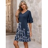 image:imageANRABESS Womens Summer Dresses 2026 Ruffle Sleeve V Neck Casual A Line Tshirt Mini Dress Beach Vacation Clothes with PocketsFloral Navy Blue Hem