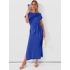 image:imageANRABESS Womens Summer Maxi Dress Casual Crew Neck Tie Waist Split WrinkleFree Fit Long Fashion Vacation Dresses 2026 SpringRoyal Blue