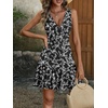 image:imageANRABESS Womens Summer Mini Dress 2026 Sleeveless Sexy Wrap V Neck ALine Boho Floral Sundress Casual Flowy Beach DressesFloral Black White