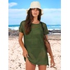 image:imageANRABESS Womens Swimsuit Cover Ups Mesh Knit Crochet Hollow Out Bathing Suit for Summer Vacation Beach SwimwearArmy Green