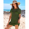 image:imageANRABESS Womens Swimsuit Cover Ups Mesh Knit Crochet Hollow Out Bathing Suit for Summer Vacation Beach SwimwearArmy Green