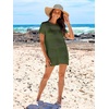 image:imageANRABESS Womens Swimsuit Cover Ups Mesh Knit Crochet Hollow Out Bathing Suit for Summer Vacation Beach SwimwearArmy Green