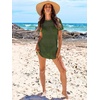 image:imageANRABESS Womens Swimsuit Cover Ups Mesh Knit Crochet Hollow Out Bathing Suit for Summer Vacation Beach SwimwearArmy Green