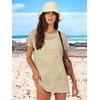 image:imageANRABESS Womens Swimsuit Cover Ups Mesh Knit Crochet Hollow Out Bathing Suit for Summer Vacation Beach SwimwearBeige