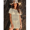 image:imageANRABESS Womens Swimsuit Cover Ups Mesh Knit Crochet Hollow Out Bathing Suit for Summer Vacation Beach SwimwearBeige