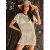 image:imageANRABESS Womens Swimsuit Cover Ups Mesh Knit Crochet Hollow Out Bathing Suit for Summer Vacation Beach SwimwearBeige