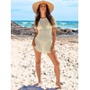 image:imageANRABESS Womens Swimsuit Cover Ups Mesh Knit Crochet Hollow Out Bathing Suit for Summer Vacation Beach SwimwearBeige