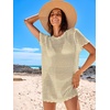 image:imageANRABESS Womens Swimsuit Cover Ups Mesh Knit Crochet Hollow Out Bathing Suit for Summer Vacation Beach SwimwearBeige