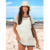 image:imageANRABESS Womens Swimsuit Cover Ups Mesh Knit Crochet Hollow Out Bathing Suit for Summer Vacation Beach SwimwearBlack and White