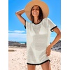 image:imageANRABESS Womens Swimsuit Cover Ups Mesh Knit Crochet Hollow Out Bathing Suit for Summer Vacation Beach SwimwearBlack and White