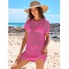 image:imageANRABESS Womens Swimsuit Cover Ups Mesh Knit Crochet Hollow Out Bathing Suit for Summer Vacation Beach SwimwearHot Pink