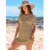 image:imageANRABESS Womens Swimsuit Cover Ups Mesh Knit Crochet Hollow Out Bathing Suit for Summer Vacation Beach SwimwearKhaki