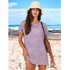 image:imageANRABESS Womens Swimsuit Cover Ups Mesh Knit Crochet Hollow Out Bathing Suit for Summer Vacation Beach SwimwearLight Purple