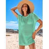 image:imageANRABESS Womens Swimsuit Cover Ups Mesh Knit Crochet Hollow Out Bathing Suit for Summer Vacation Beach SwimwearMint