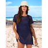 image:imageANRABESS Womens Swimsuit Cover Ups Mesh Knit Crochet Hollow Out Bathing Suit for Summer Vacation Beach SwimwearNavy Blue