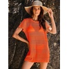 image:imageANRABESS Womens Swimsuit Cover Ups Mesh Knit Crochet Hollow Out Bathing Suit for Summer Vacation Beach SwimwearOrange