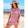 image:imageANRABESS Womens Swimsuit Cover Ups Mesh Knit Crochet Hollow Out Bathing Suit for Summer Vacation Beach SwimwearPink