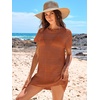 image:imageANRABESS Womens Swimsuit Cover Ups Mesh Knit Crochet Hollow Out Bathing Suit for Summer Vacation Beach SwimwearRust