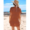 image:imageANRABESS Womens Swimsuit Cover Ups Mesh Knit Crochet Hollow Out Bathing Suit for Summer Vacation Beach SwimwearRust