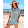 image:imageANRABESS Womens Swimsuit Cover Ups Mesh Knit Crochet Hollow Out Bathing Suit for Summer Vacation Beach SwimwearSky