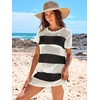 image:imageANRABESS Womens Swimsuit Cover Ups Mesh Knit Crochet Hollow Out Bathing Suit for Summer Vacation Beach SwimwearStripe Black White