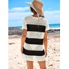 image:imageANRABESS Womens Swimsuit Cover Ups Mesh Knit Crochet Hollow Out Bathing Suit for Summer Vacation Beach SwimwearStripe Black White
