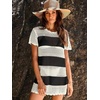 image:imageANRABESS Womens Swimsuit Cover Ups Mesh Knit Crochet Hollow Out Bathing Suit for Summer Vacation Beach SwimwearStripe Black White