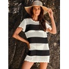 image:imageANRABESS Womens Swimsuit Cover Ups Mesh Knit Crochet Hollow Out Bathing Suit for Summer Vacation Beach SwimwearStripe Black White