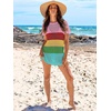 image:imageANRABESS Womens Swimsuit Cover Ups Mesh Knit Crochet Hollow Out Bathing Suit for Summer Vacation Beach SwimwearStripe Rainbow