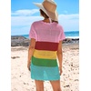 image:imageANRABESS Womens Swimsuit Cover Ups Mesh Knit Crochet Hollow Out Bathing Suit for Summer Vacation Beach SwimwearStripe Rainbow
