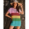 image:imageANRABESS Womens Swimsuit Cover Ups Mesh Knit Crochet Hollow Out Bathing Suit for Summer Vacation Beach SwimwearStripe Rainbow