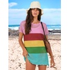 image:imageANRABESS Womens Swimsuit Cover Ups Mesh Knit Crochet Hollow Out Bathing Suit for Summer Vacation Beach SwimwearStripe Rainbow