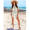 image:imageANRABESS Womens Swimsuit Cover Ups Mesh Knit Crochet Hollow Out Bathing Suit for Summer Vacation Beach SwimwearWhite