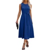 image:imageANRABESS Women Formal Sleeveless Cocktail Midi Dresses  Summer Wedding Guest Dress Elegant with Belted Business Work Modest ALine Versatile for Party Dinner EveningRoyal Blue