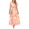 image:imageANRABESS Women Summer Floral Maxi Dress Short Sleeve Boho Flowy Tulle Beach Vacation Wedding Guest 2026 Party Long DressesPink Yellow Floral