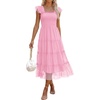 image:imageANRABESS Women Summer Floral Midi Dress Sleeveless Boho Flowy Smocked RuffleTulle Beach Vacation Wedding Guest Party DressesPink
