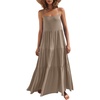 image:imageANRABESS Womens Maxi Dress 2026 Summer Casual Sleeveless Spaghetti Strap Boho Sundress Flowy Tiered Beach Vacation Long DressLight Camel
