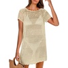 image:imageANRABESS Womens Swimsuit Cover Ups Mesh Knit Crochet Hollow Out Bathing Suit for Summer Vacation Beach SwimwearBeige