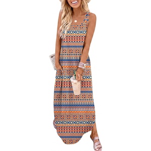 image:imageANRABESS Summer Dresses for Women 2026 Sleeveless Square Neck Maxi Beach Sundress Loose Fit Casual Vacation Tank DressBlue Orange Floral