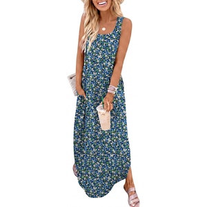 image:imageANRABESS Summer Dresses for Women 2026 Sleeveless Square Neck Maxi Beach Sundress Loose Fit Casual Vacation Tank DressBlue White Green Floral