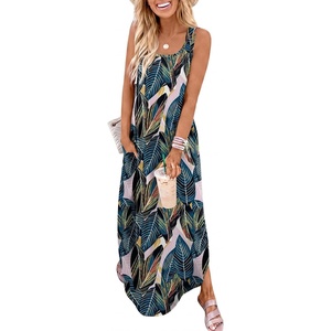 image:imageANRABESS Summer Dresses for Women 2026 Sleeveless Square Neck Maxi Beach Sundress Loose Fit Casual Vacation Tank DressLeaf Printed
