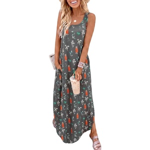 image:imageANRABESS Summer Dresses for Women 2026 Sleeveless Square Neck Maxi Beach Sundress Loose Fit Casual Vacation Tank DressMulticolor Floral