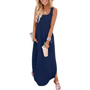 image:imageANRABESS Summer Dresses for Women 2026 Sleeveless Square Neck Maxi Beach Sundress Loose Fit Casual Vacation Tank DressNavy Blue