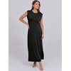 image:imageANRABESS Summer Dress for Women 2026 Maxi Sundresses Casual Cap Sleeve Crew Neck Loose Split Beach Travel Vacation ClothesBlack