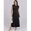 image:imageANRABESS Summer Dress for Women 2026 Maxi Sundresses Casual Cap Sleeve Crew Neck Loose Split Beach Travel Vacation ClothesBlack