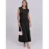 image:imageANRABESS Summer Dress for Women 2026 Maxi Sundresses Casual Cap Sleeve Crew Neck Loose Split Beach Travel Vacation ClothesBlack