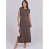 image:imageANRABESS Summer Dress for Women 2026 Maxi Sundresses Casual Cap Sleeve Crew Neck Loose Split Beach Travel Vacation ClothesCoffee